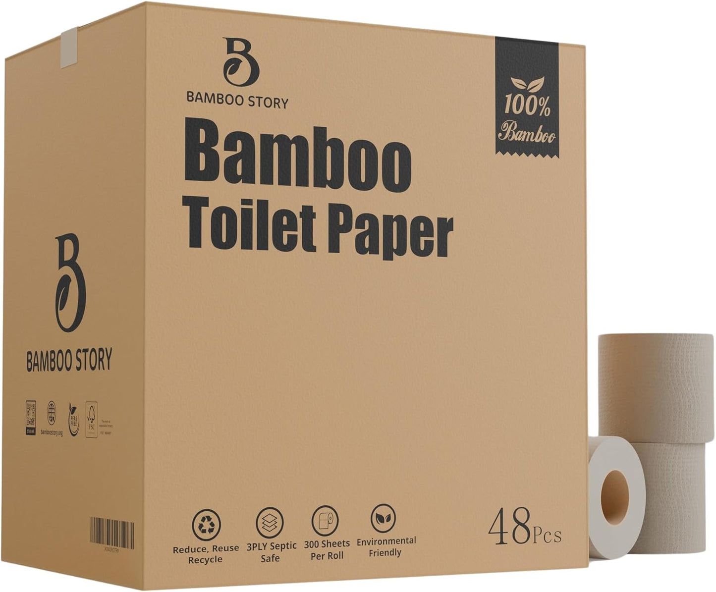 48 Bulk Premium Unbleached Bamboo Toilet Paper for Eco-Friendly Care