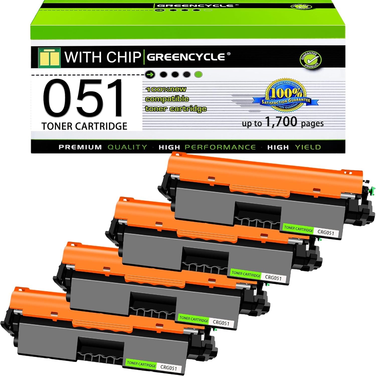 CRG051 Toner Cartridge Replacement for Canon Printers - 4 Pack