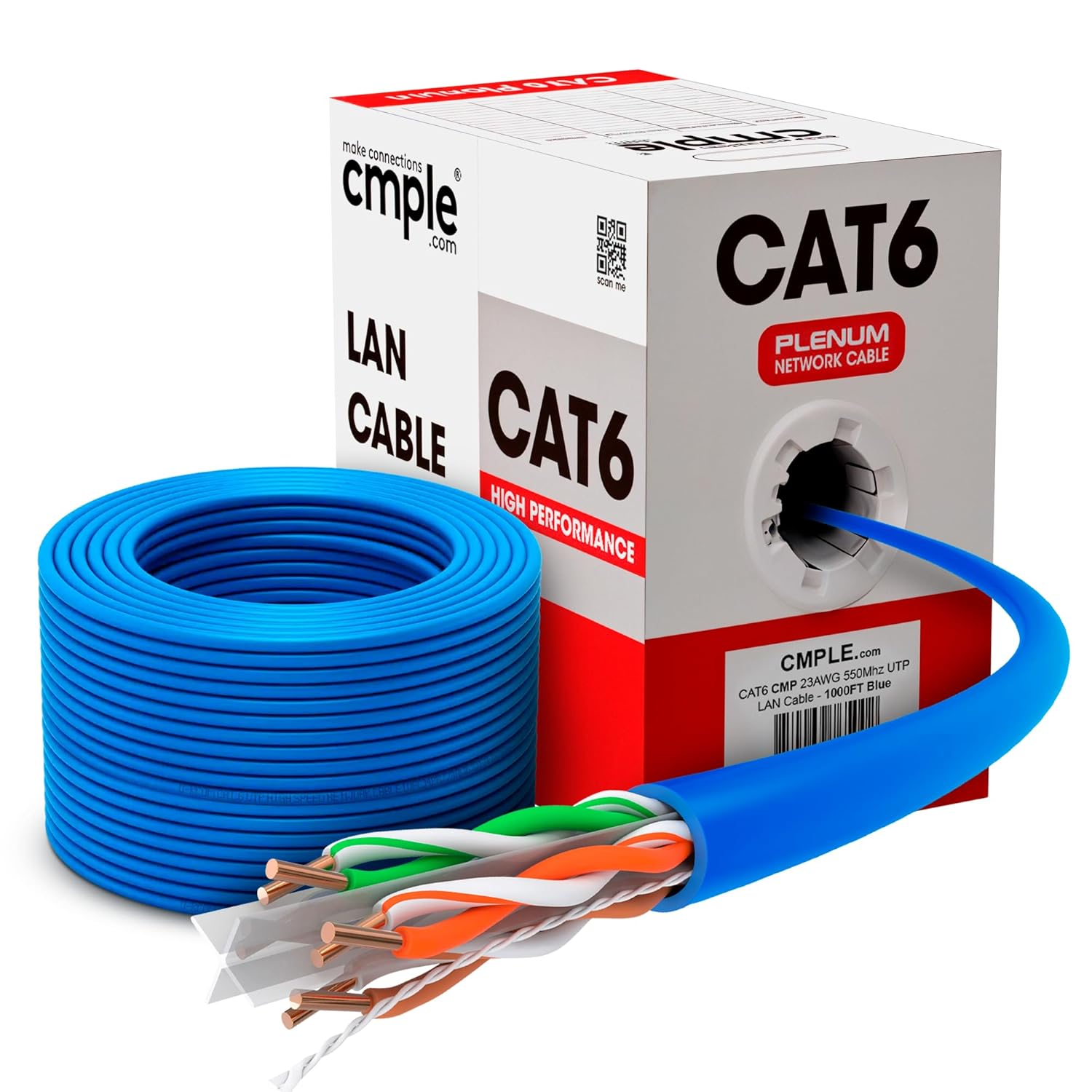 Cmple Cat6 Plenum Cable 550MHz 10Gbps - Blue