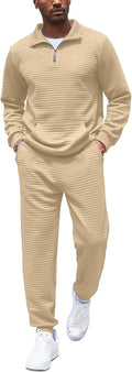 COOFANDY Men's Tracksuit Quarter Zip Sweatsuit - Casual Comfort