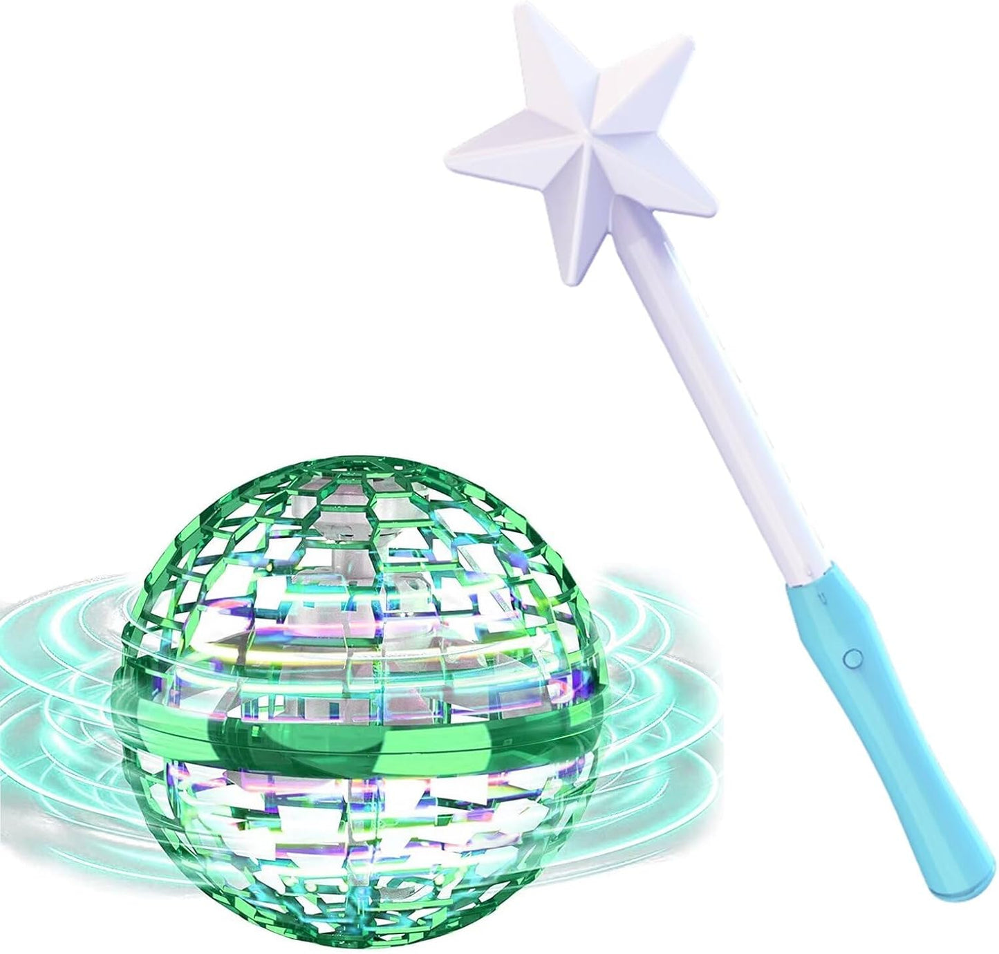 ATHLERIA Green Flying Orb Ball - Fun Indoor Outdoor Drone Toy