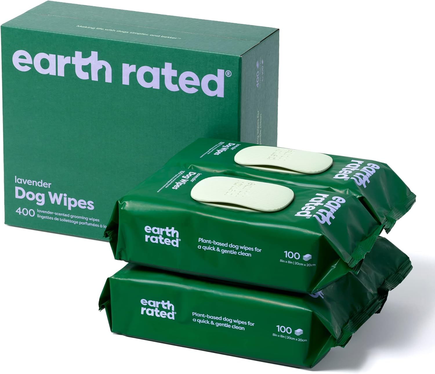 400 Lavender-Scented Plant-Based Dog Wipes by Earth Rated