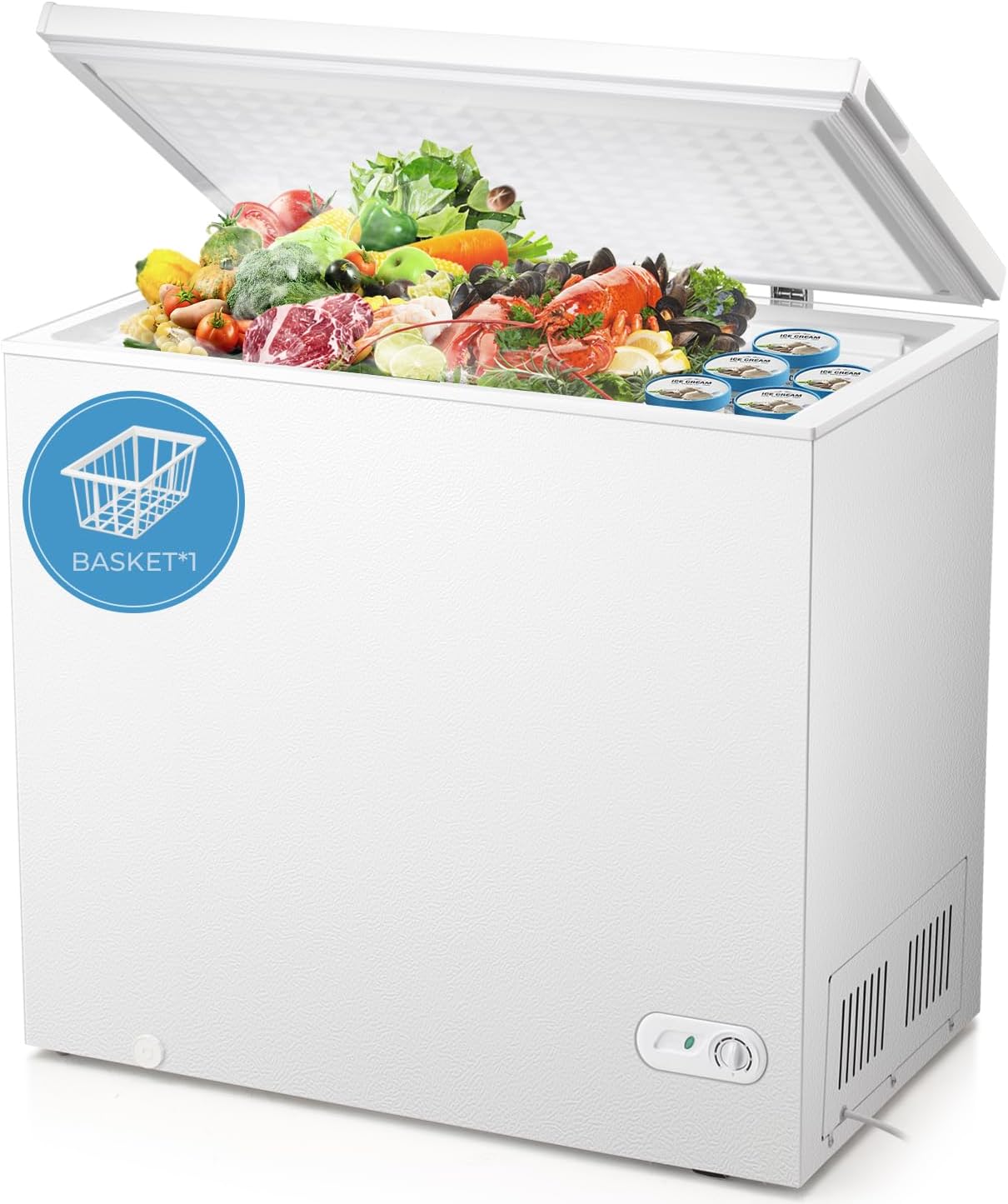 Compact 7.0 Cubic Feet Chest Freezer with Adjustable Temperature