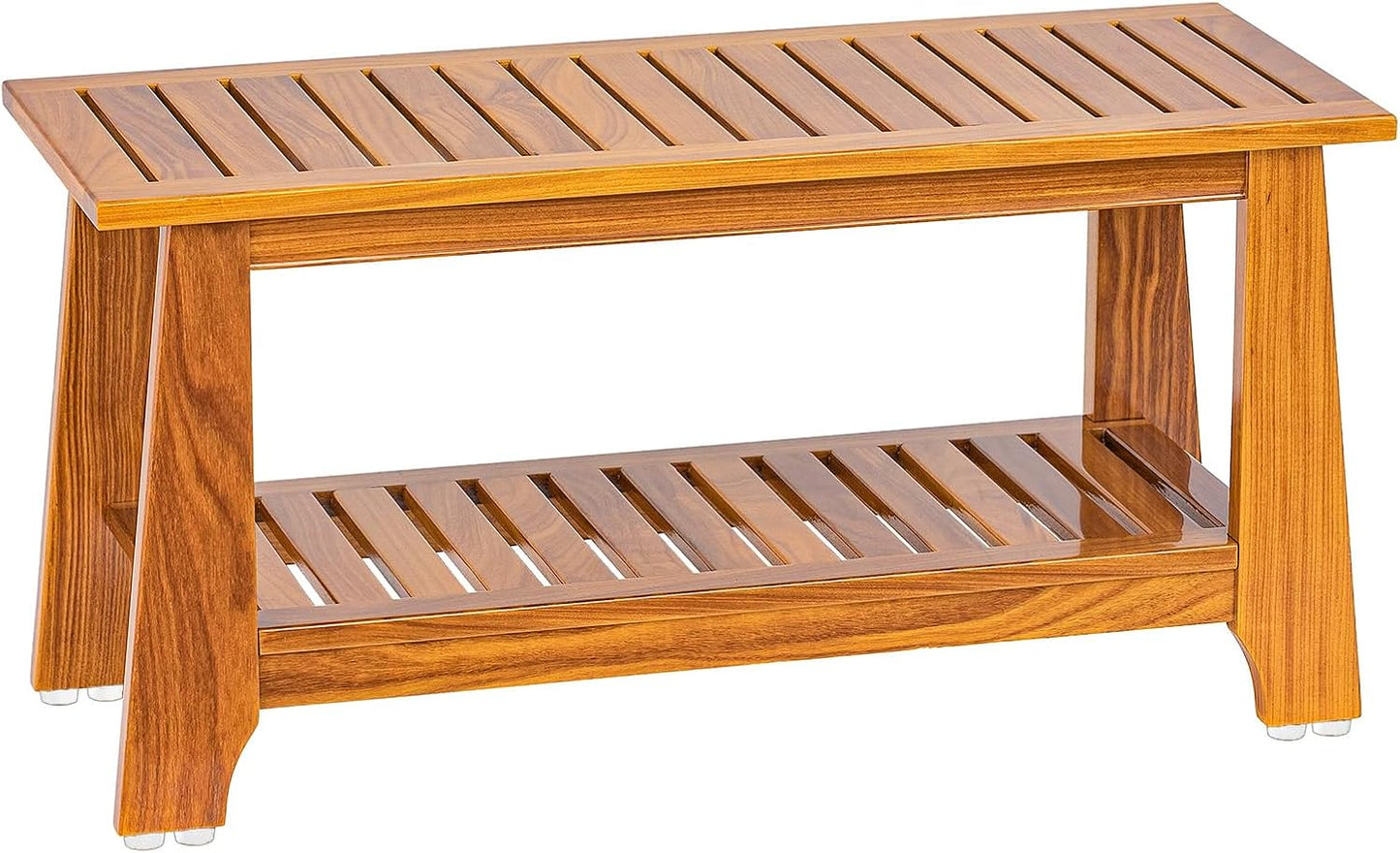 NNN 24 Commercial Teak Shower Bench with Non-Slip Feet
