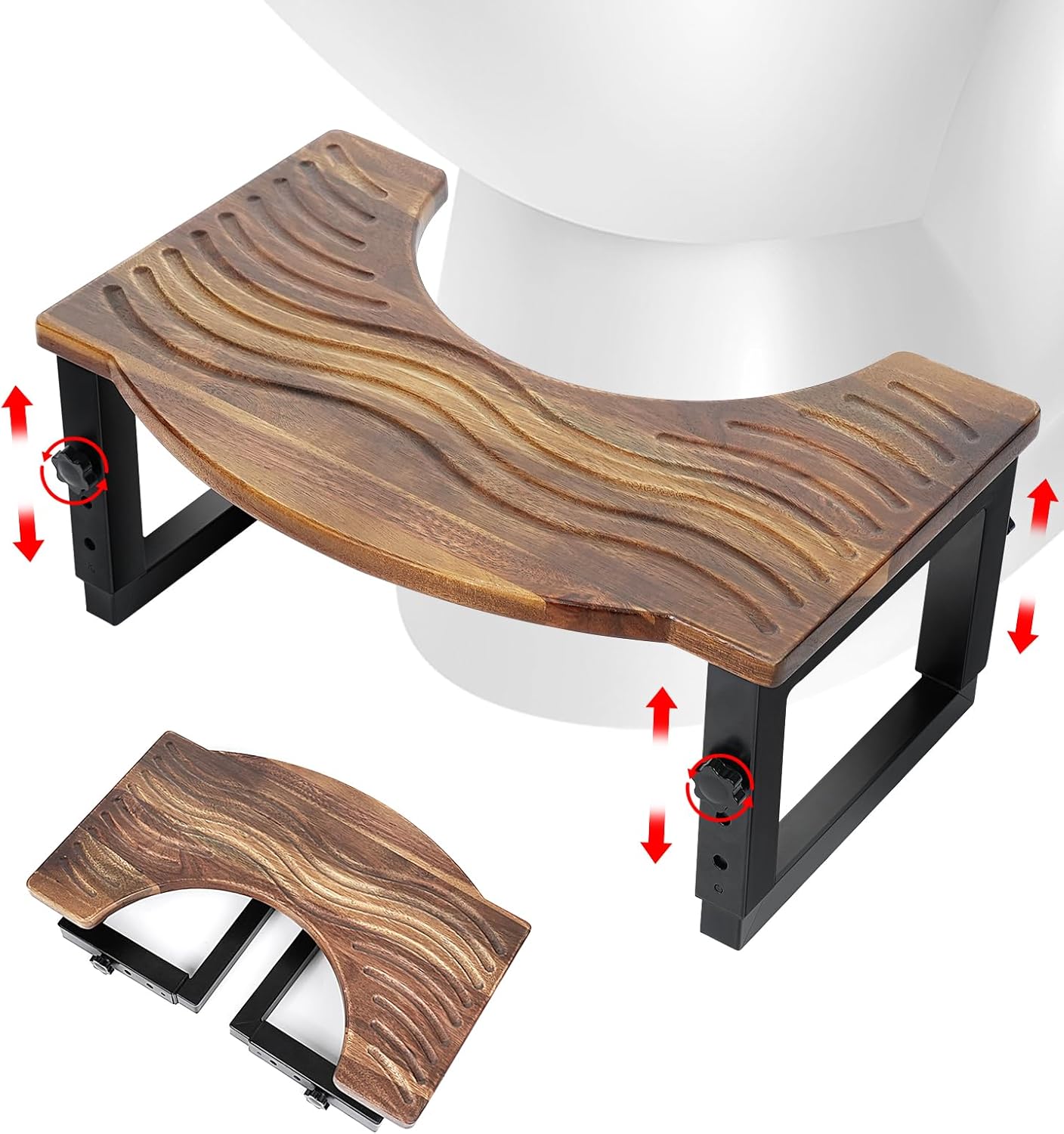 Toilet Stool Foldable Adjustable Height for Better Bowel Health