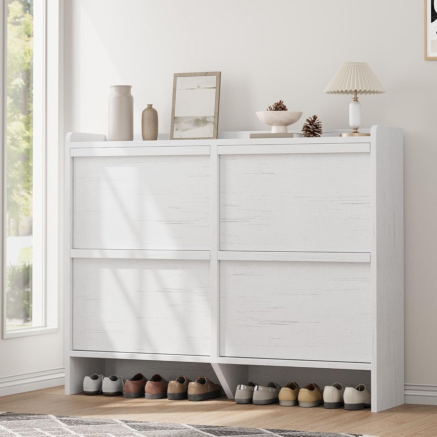 GarveeHome Shoe Cabinet with 4 Flip Drawers for Entryway