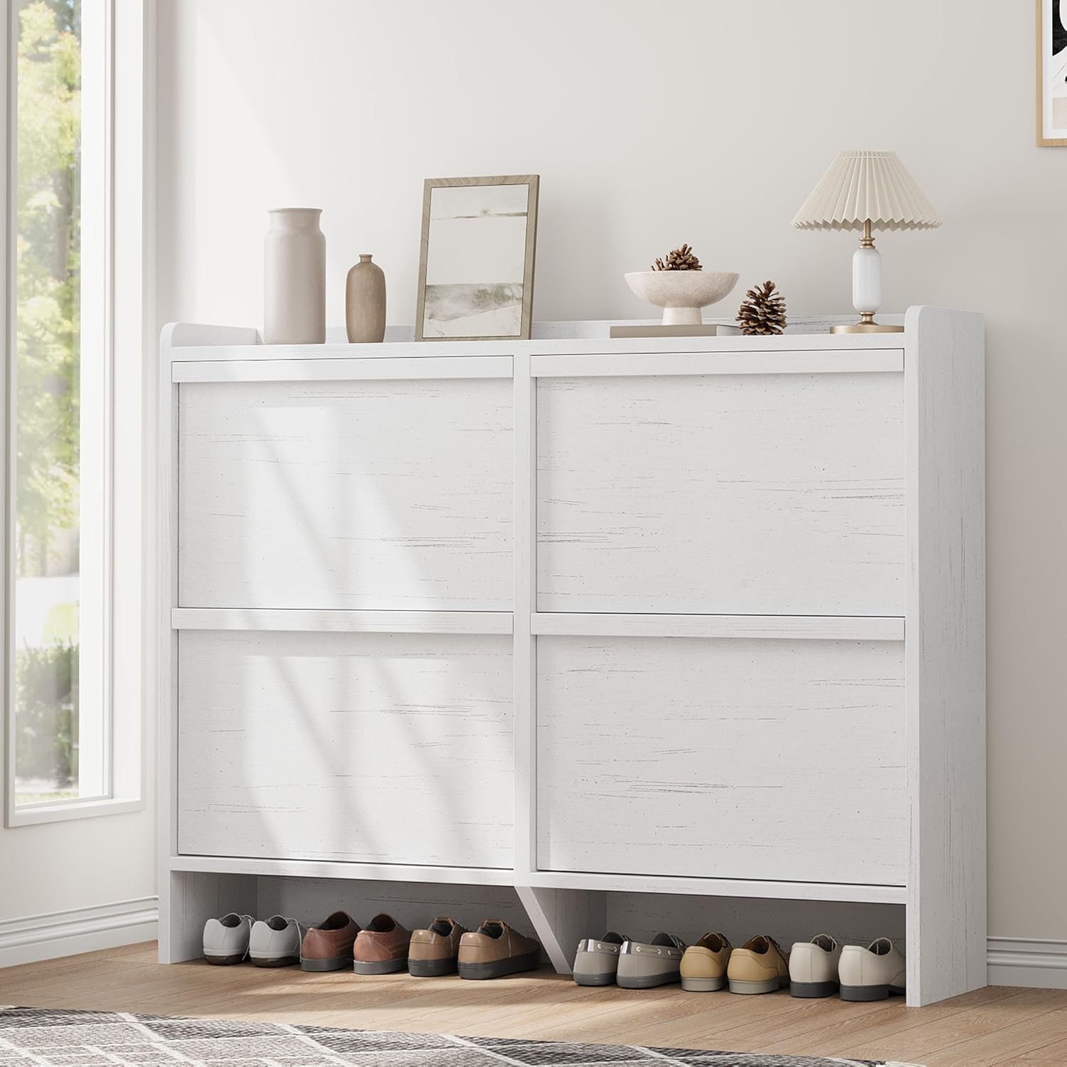 GarveeHome Shoe Cabinet with 4 Flip Drawers for Entryway