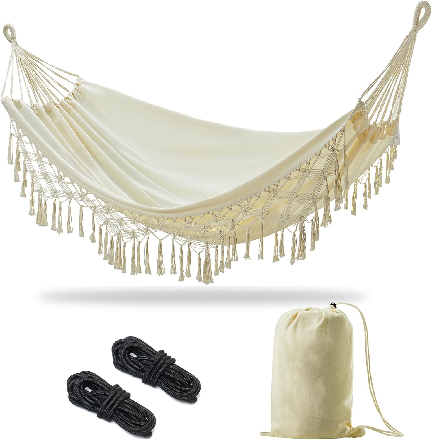 JoyView Boho Macrame Double Hammock for Outdoor Relaxation