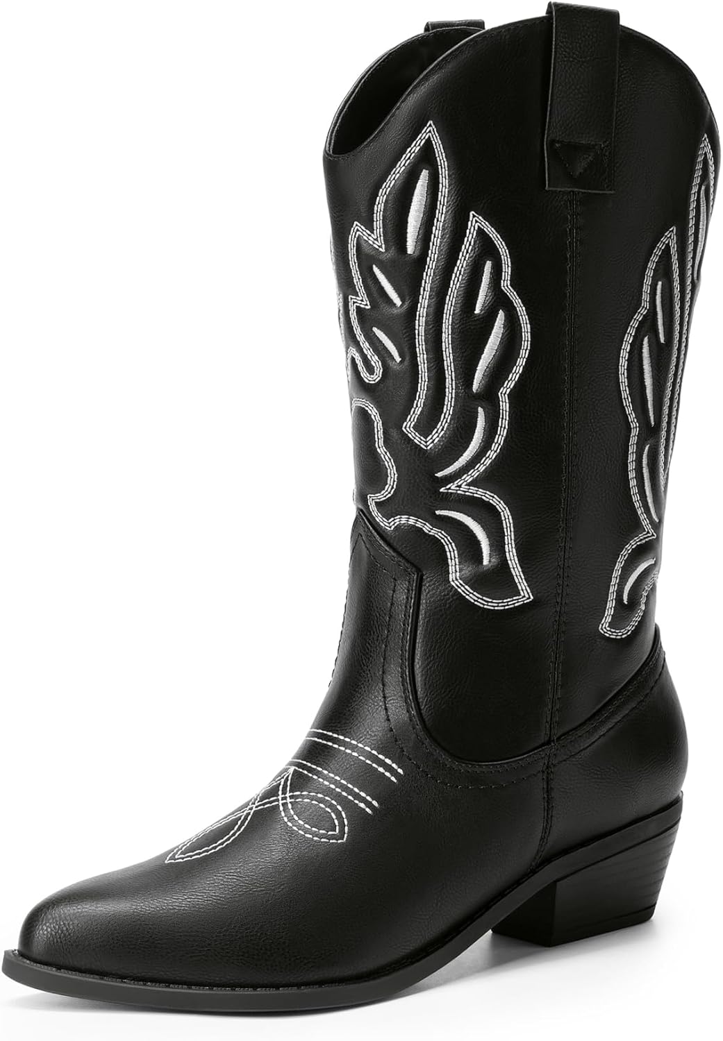 DREAM PAIRS Women's Cowboy Boots with Embroidery and Comfort