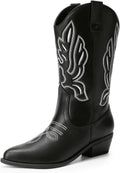 Dream Pairs Women's Cowboy Boots Mid Calf Cowgirl Boots - Classic