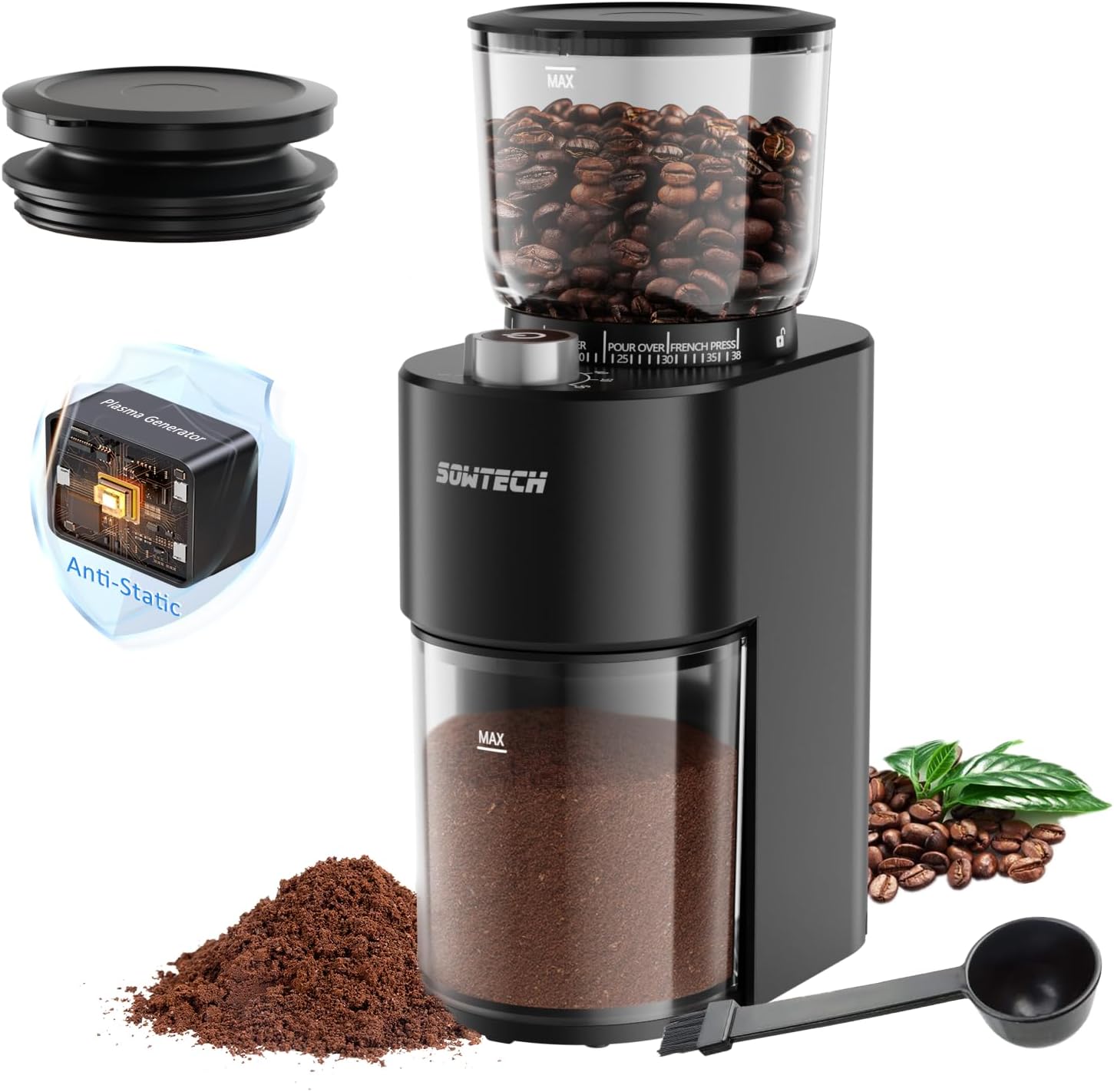 SOWTECH Conical Burr Grinder: 38 Grind Settings