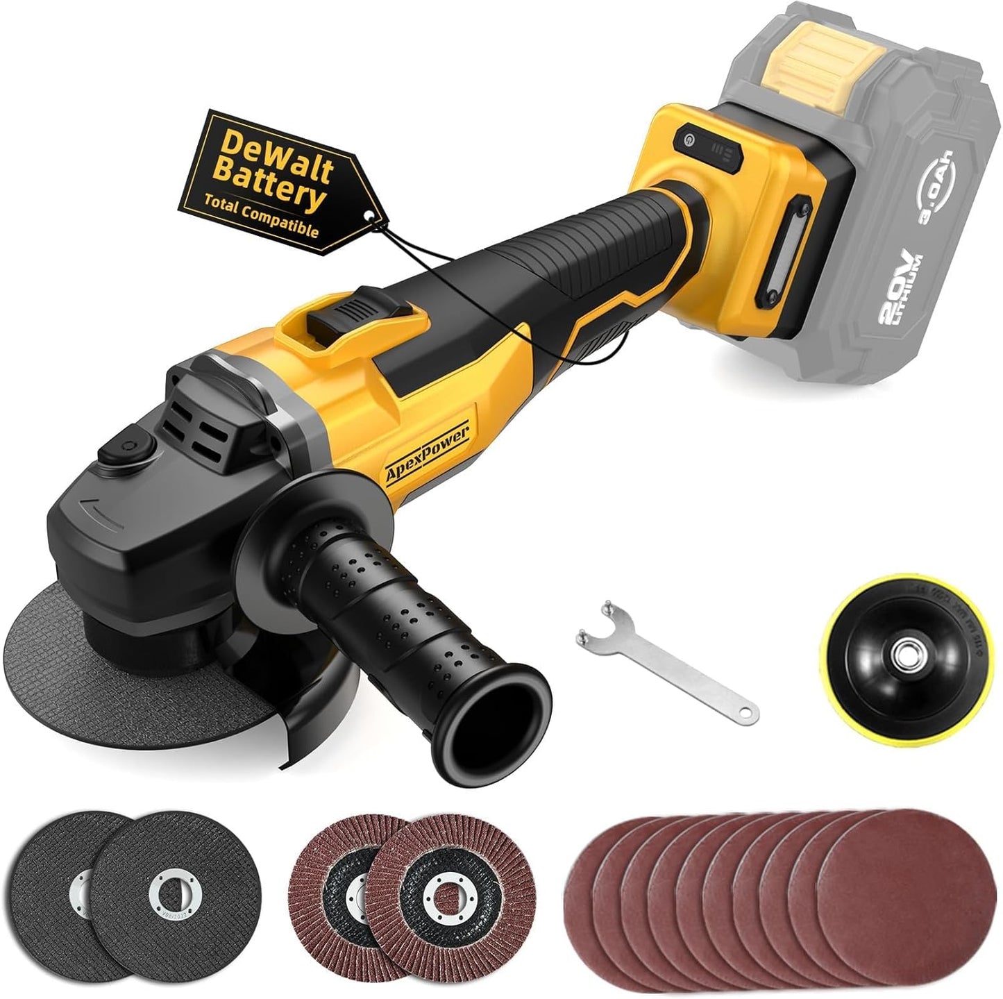 Brushless Angle Grinder for DEWALT 20V Battery - Compact Power