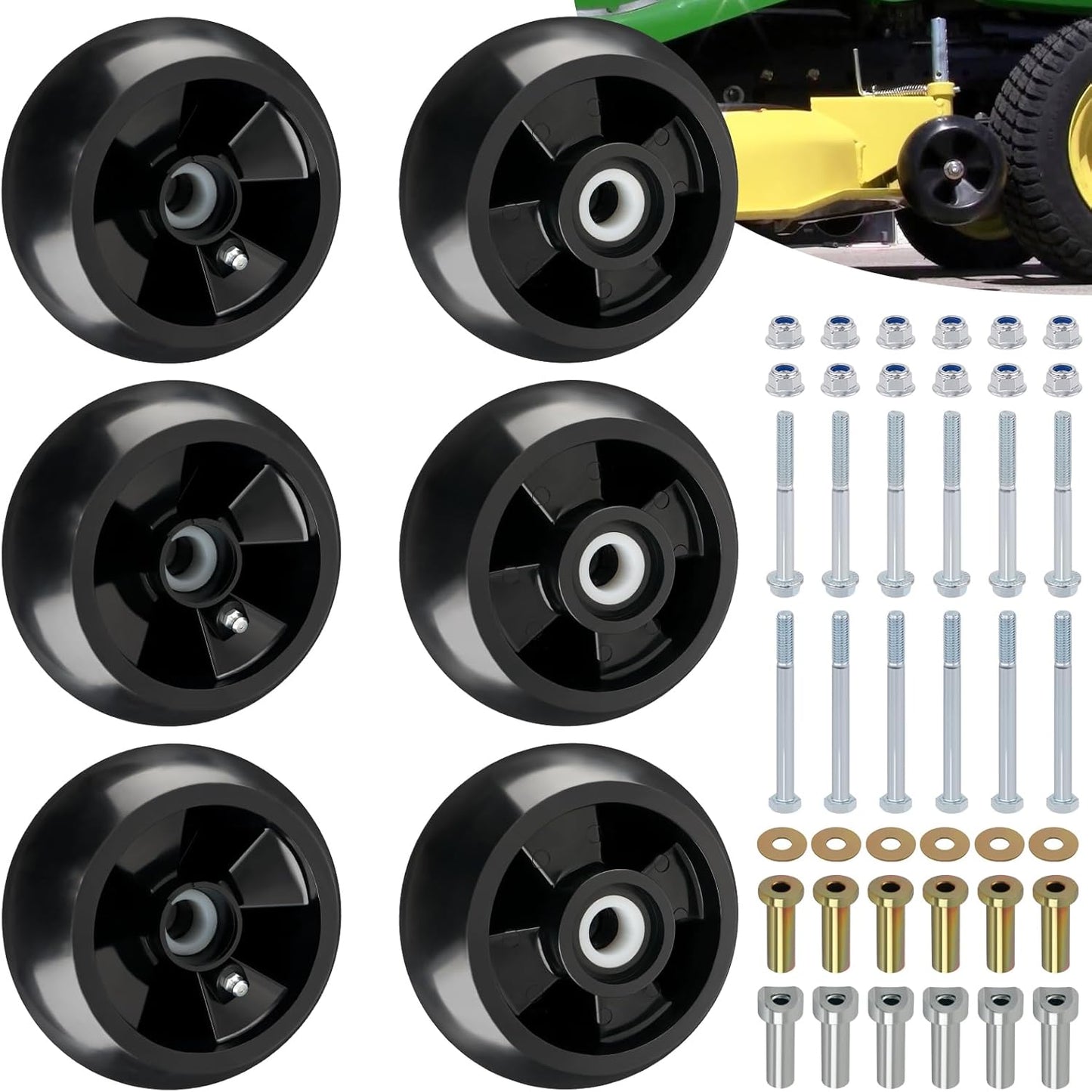 CheeMuii 6 Pack Mower Deck Gauge Wheels Kit for John Deere