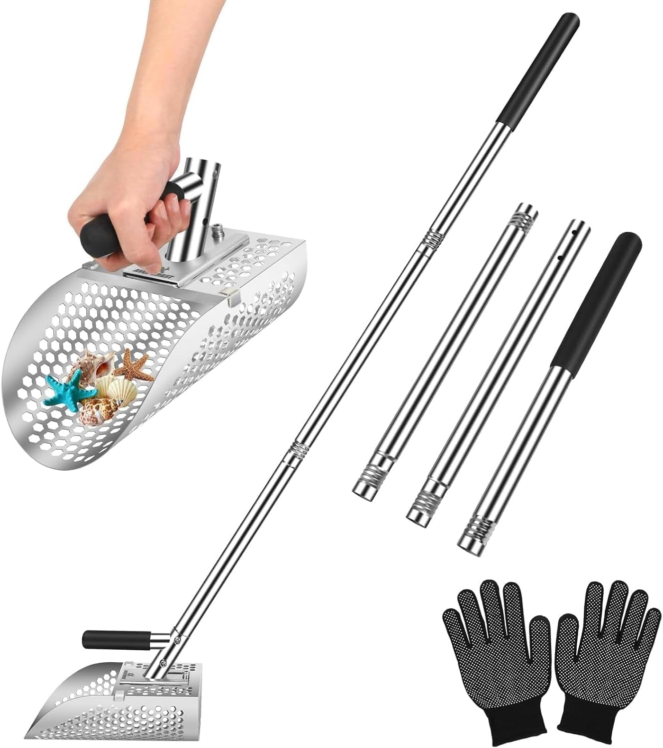Long Handle Sand Scoop for Treasure Hunting, Heavy Duty Design