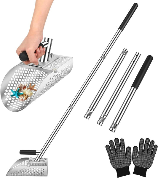 Long Handle Sand Scoop for Treasure Hunting, Heavy Duty Design