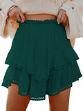 Flowy Shorts for Women High Waist Ruffle Tiered Skorts - Boho Casual