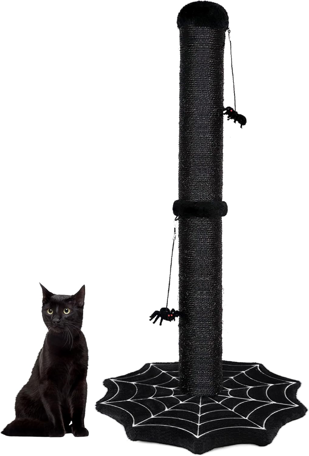 Gothic Cat Scratching Post with Spider Toys for Indoor Cats