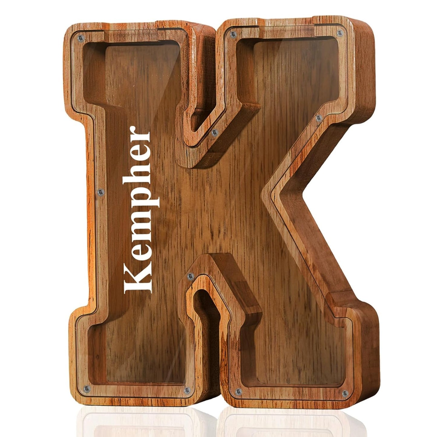 Customized Name Large Wooden Piggy Bank for Kids A-Z Savings
