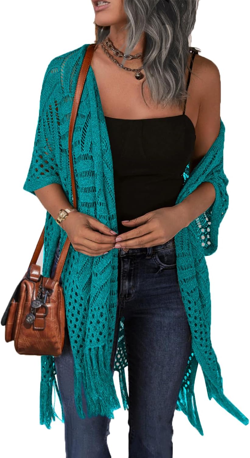 HOTOUCH Womens Knit Cardigan Open Front Lightweight Kimonos