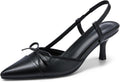 Coutgo Womens Bow Tie Slingback Pumps Pointed Toe Kitten Heel