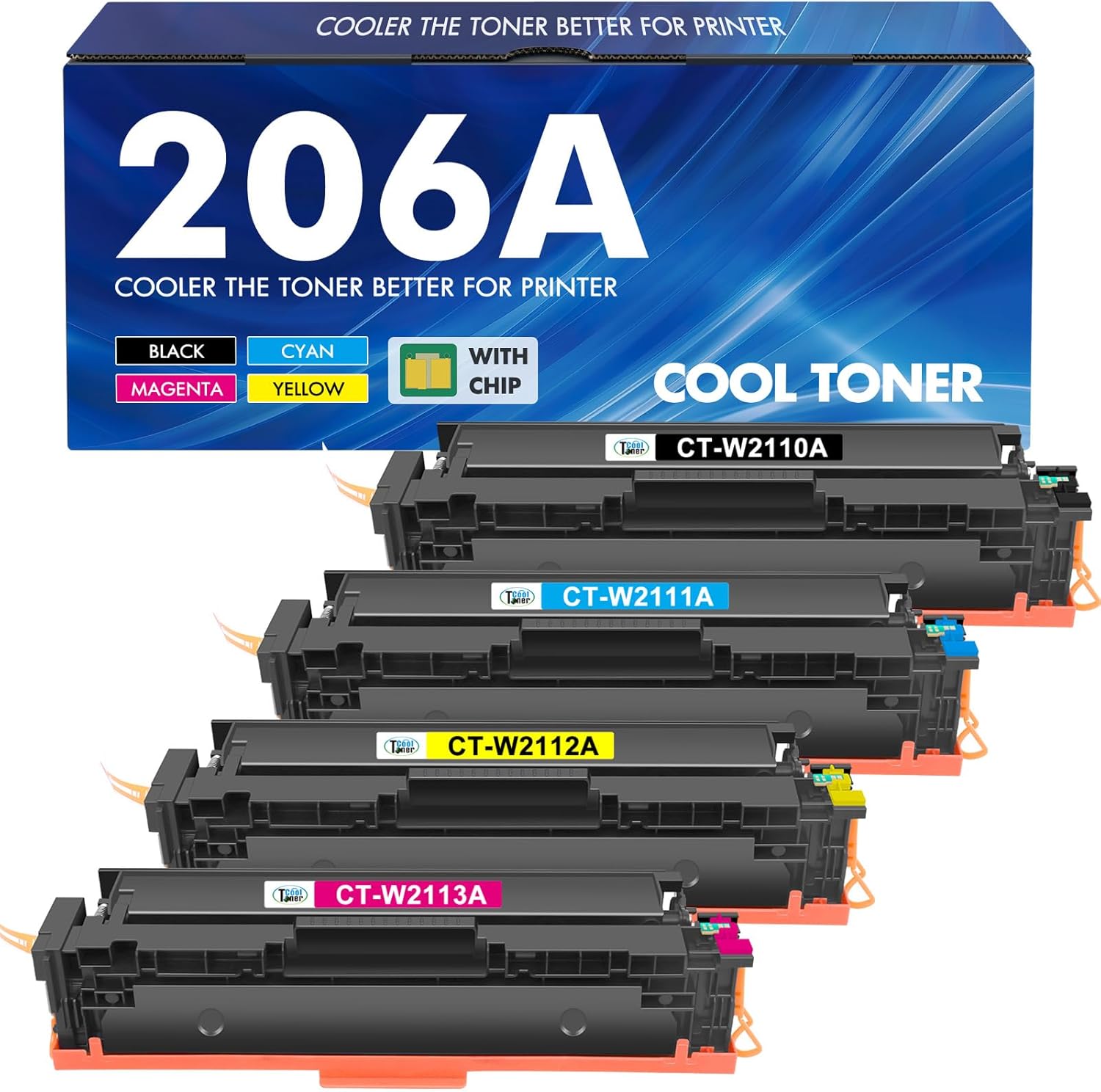 High Yield 206A Toner 4-Pack Set for HP Laserjet Pro M255 - Cool Toner
