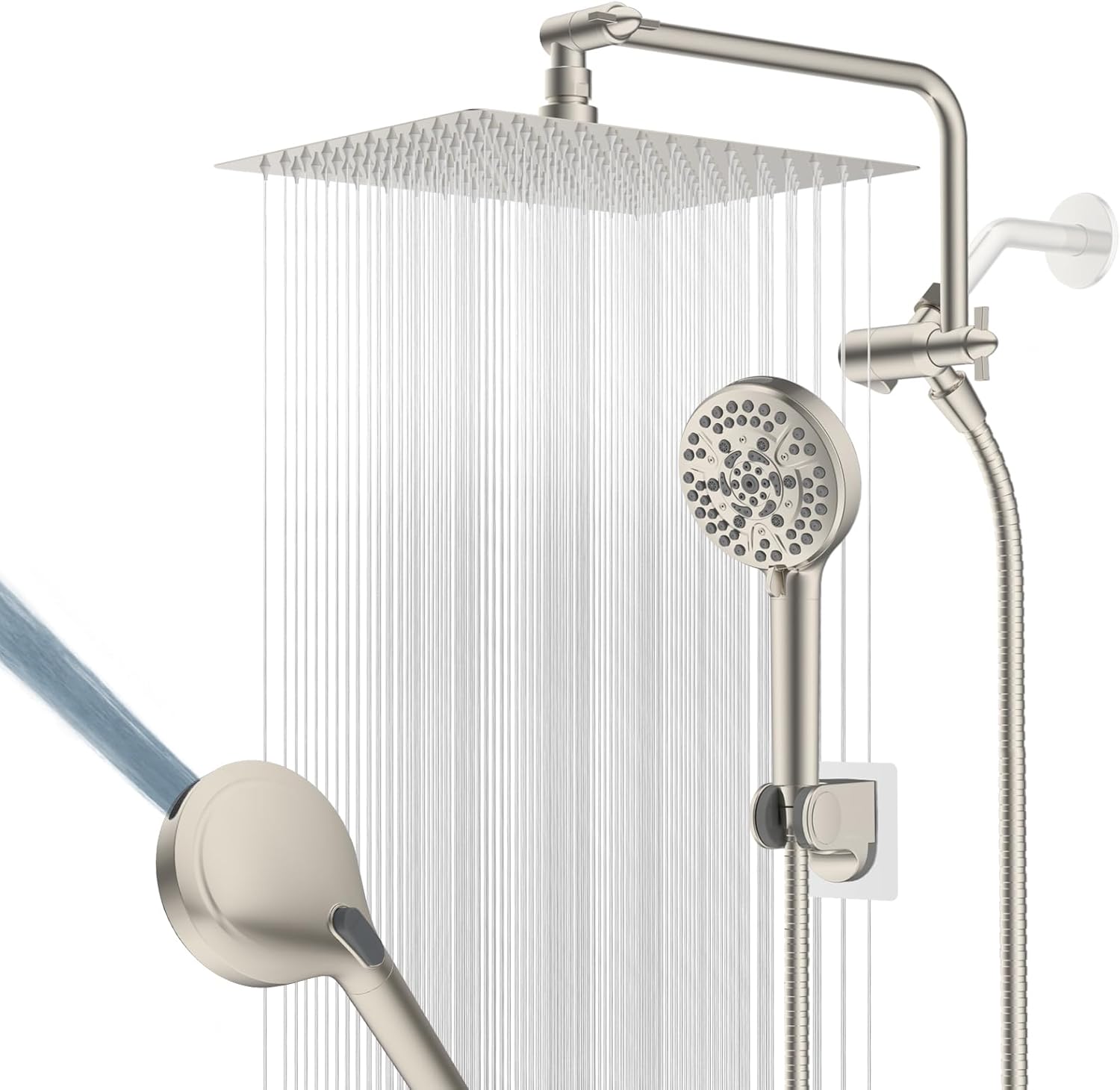 High Pressure 12in All Metal Shower Head Combo with Extension Arm