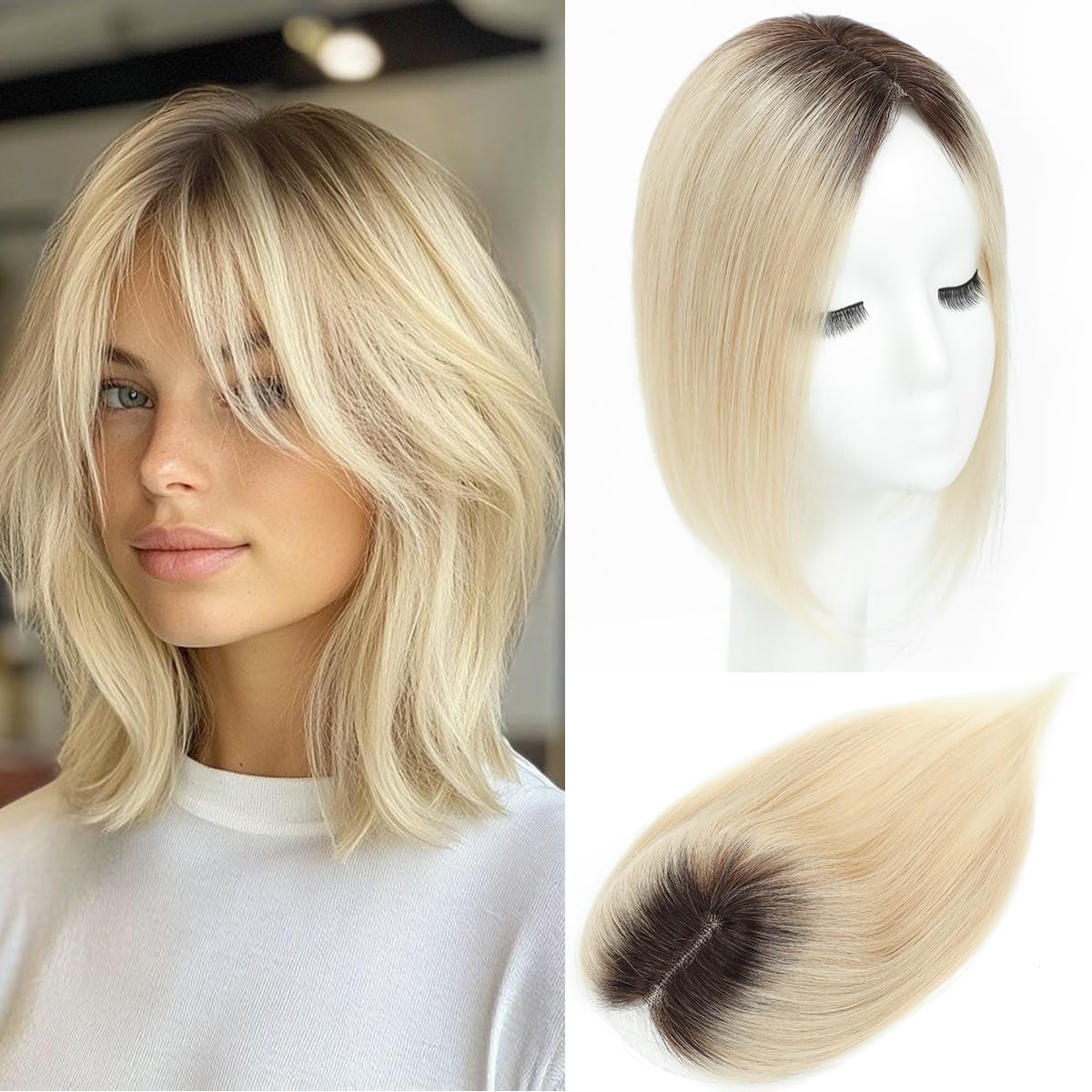 Aimeolyn Hair Toppers for Women Real Human Hair 12 Inch