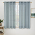 Dusty Blue Linen Curtains 63 in Length 2 Panels - Semi Sheer Privacy