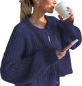 Hixiaohe Cardigan Sweater for Women - Cozy Y2K Chunky Knit