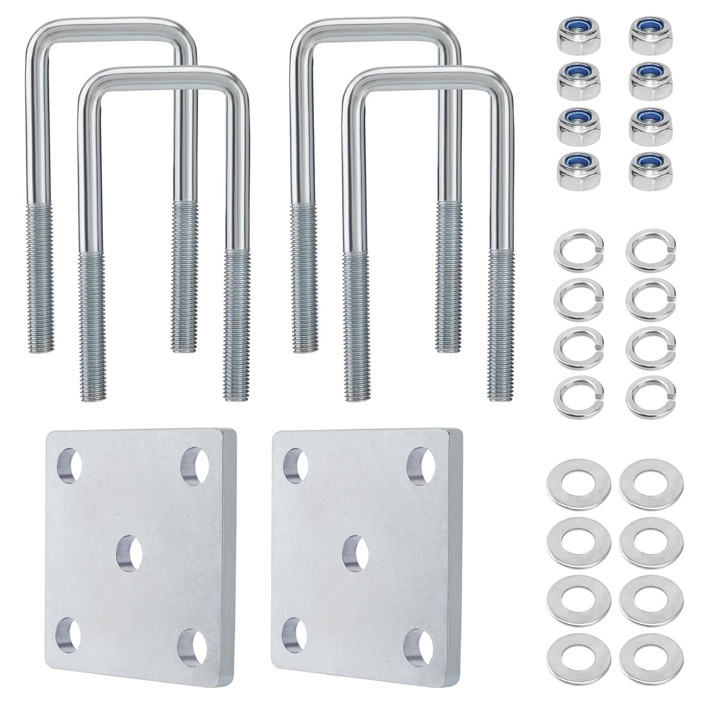 Square U Bolt Kit for Boat Trailer Axle Leaf Springs - 5 1/4 in