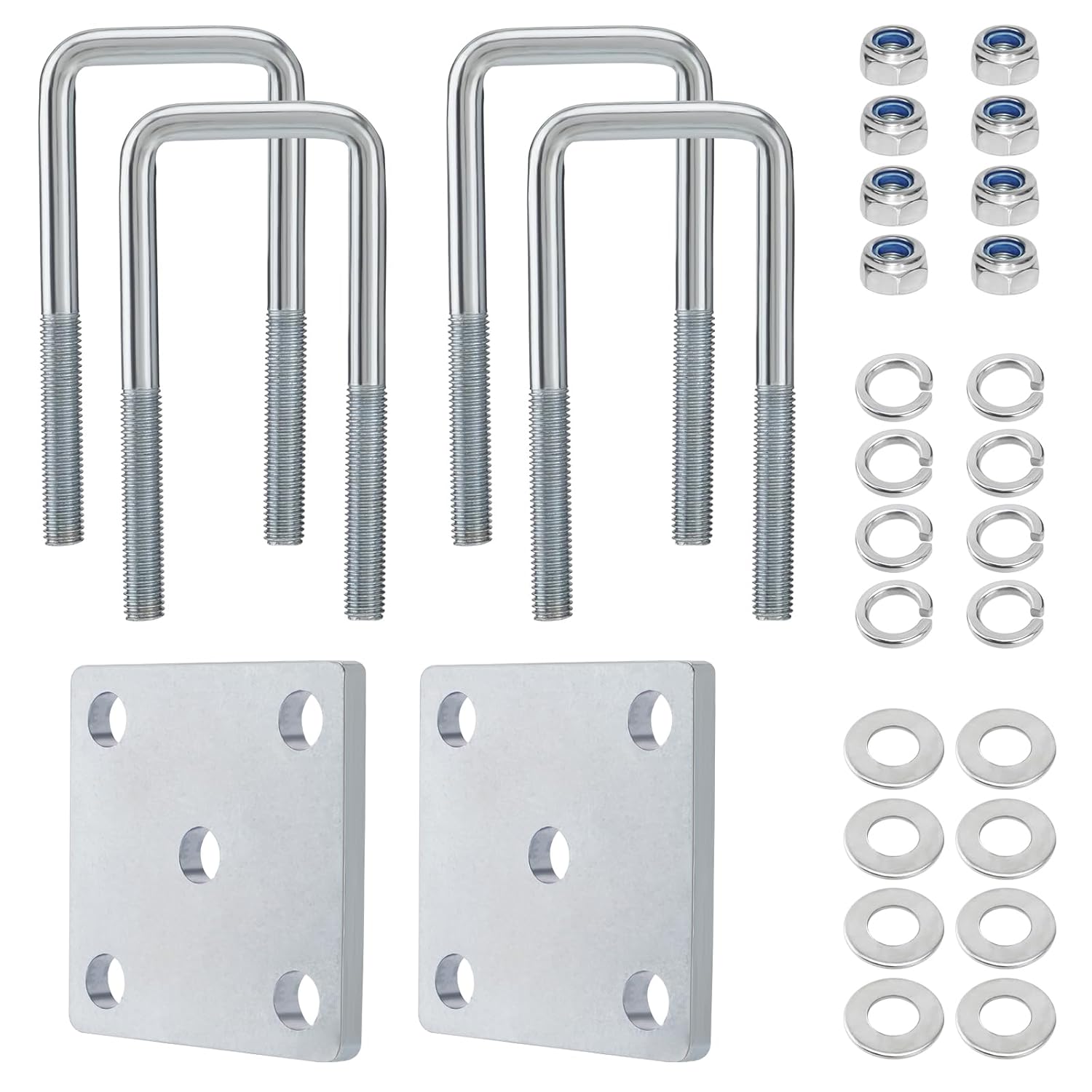 Square U Bolt Kit for Boat Trailer Axle Leaf Springs - 5 1/4 in