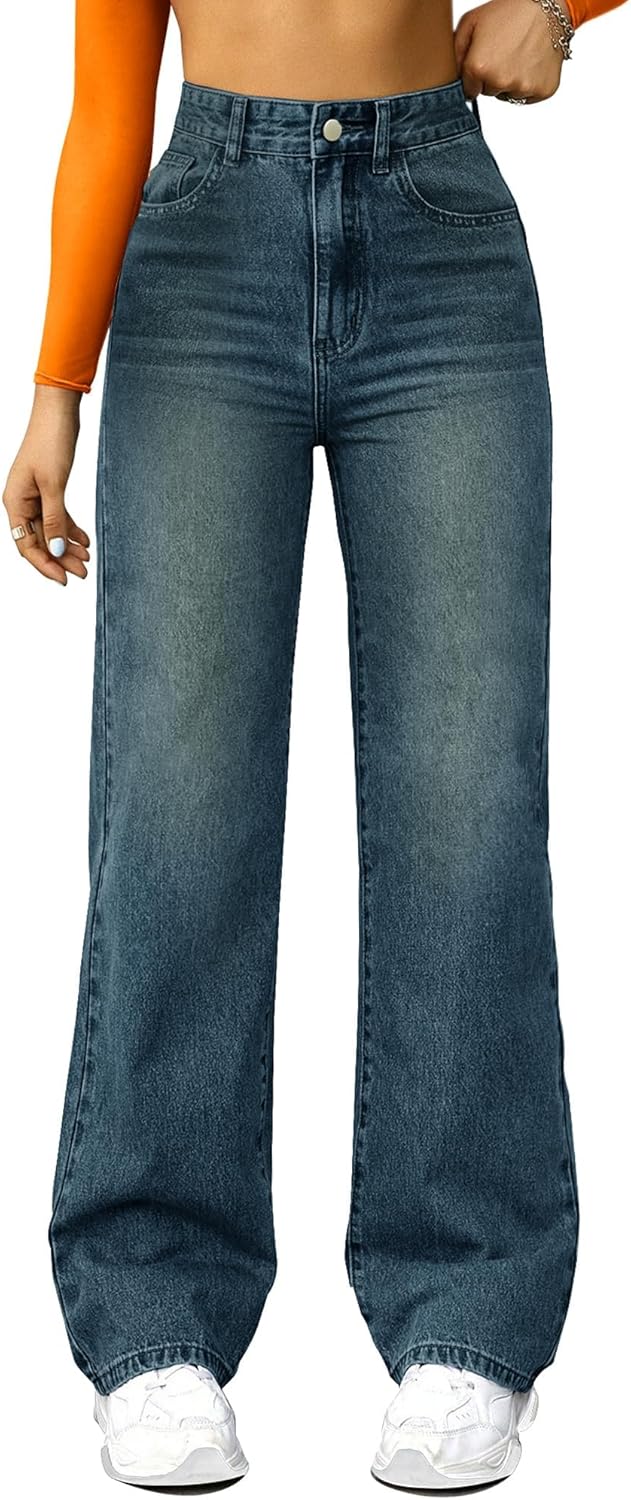 High Waisted Wide Leg Boyfriend Jeans for Women - Trendy Style