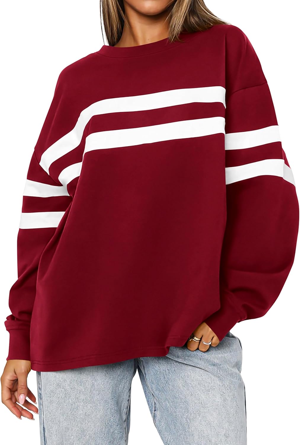 Trendy Striped Oversized Sweatshirt for Women in Fall 2025