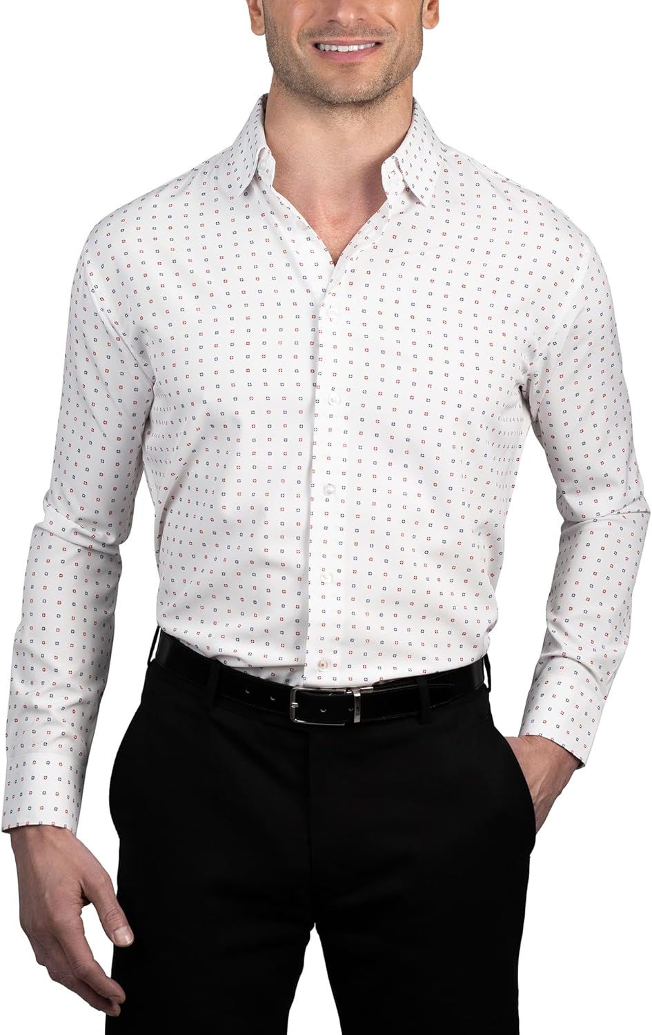 Nautica Men's Slim Fit Dress Shirt with 4-Way Stretch Comfort