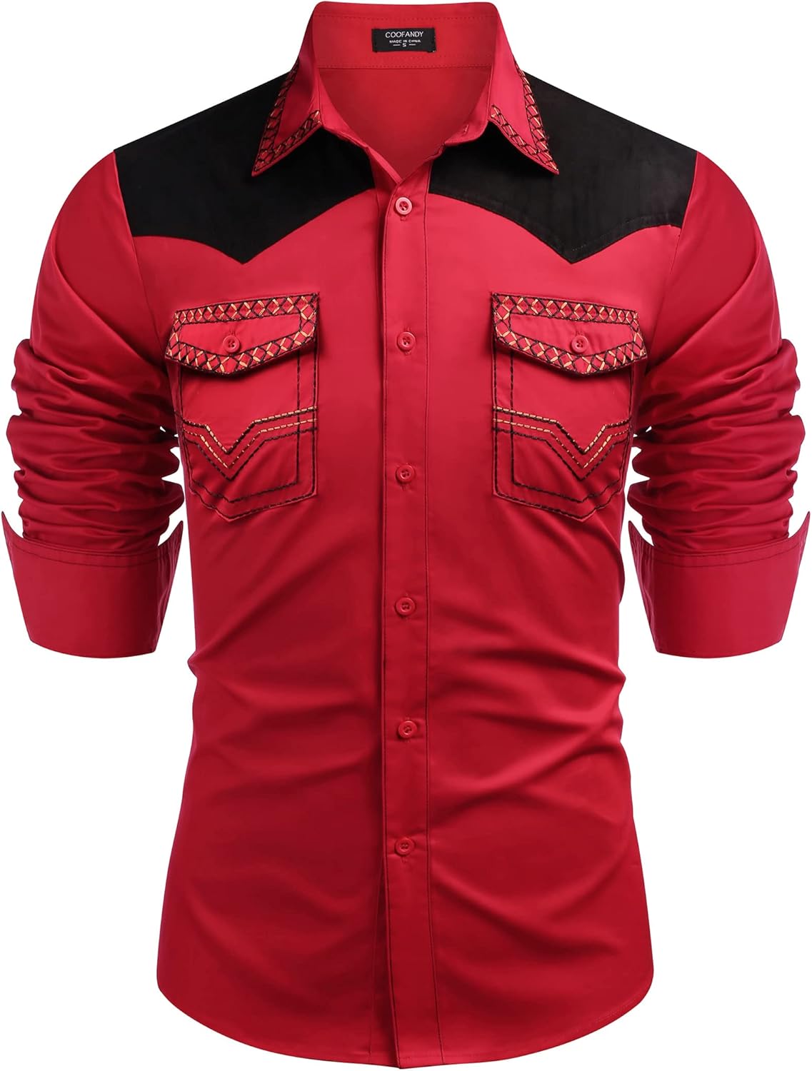 Stylish COOFANDY Men's Western Cowboy Shirt for Casual Wear