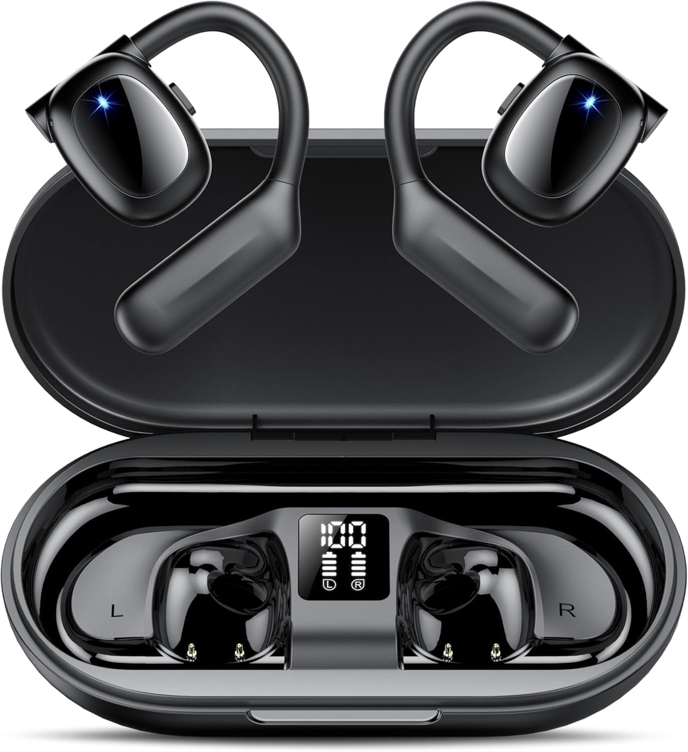 Wireless Sport Earbuds - 75H Playtime, 4 Mic & LED Display - IPX5 Waterproof