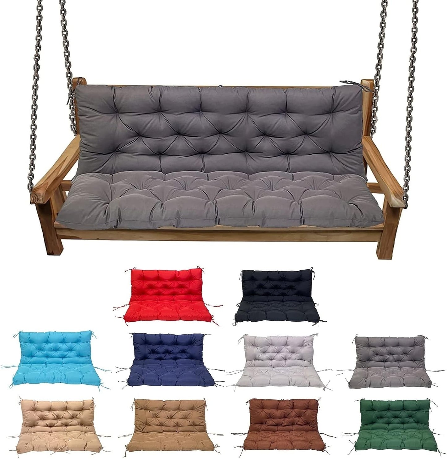 Outdoor Porch Swing Cushions for 2-3 Seater, Waterproof Foam