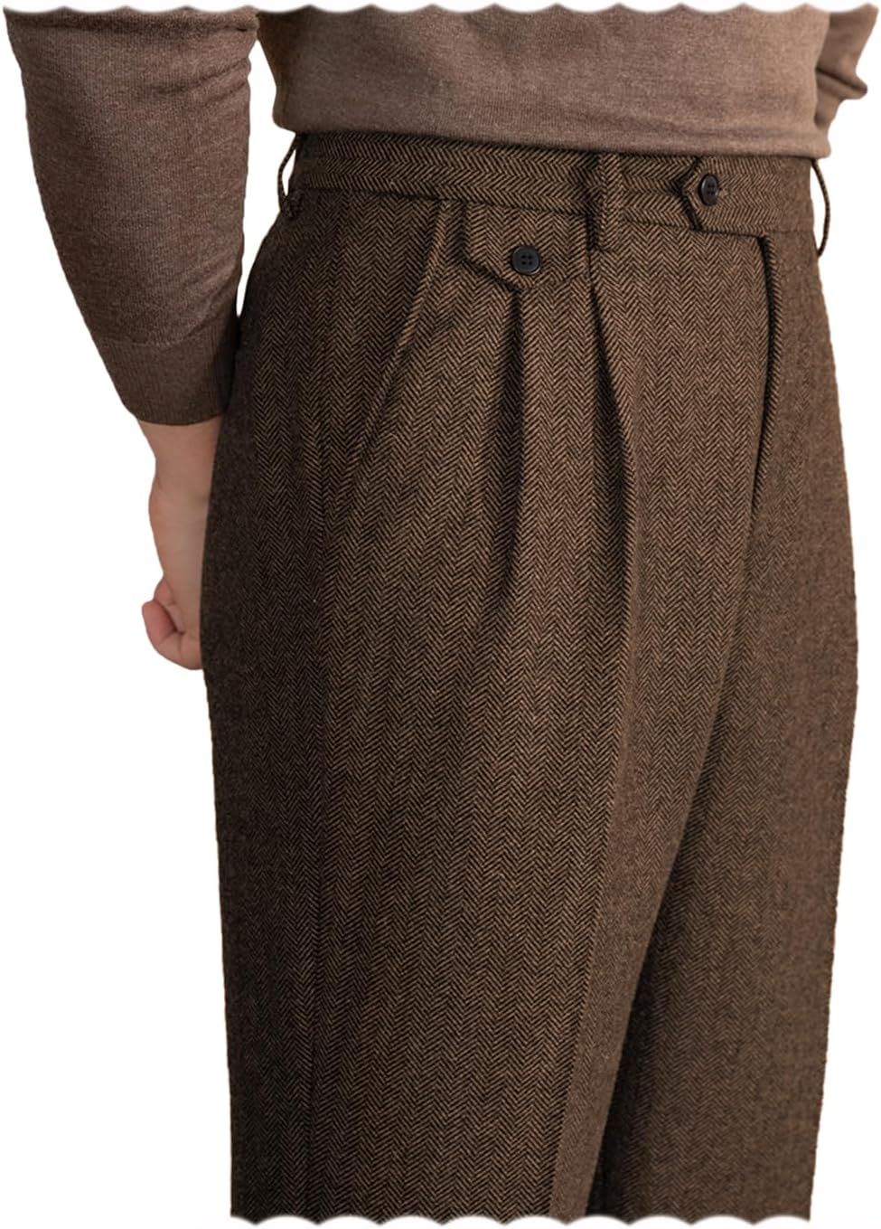 Mens Tweed Herringbone Vintage Dress Pants for Stylish Looks