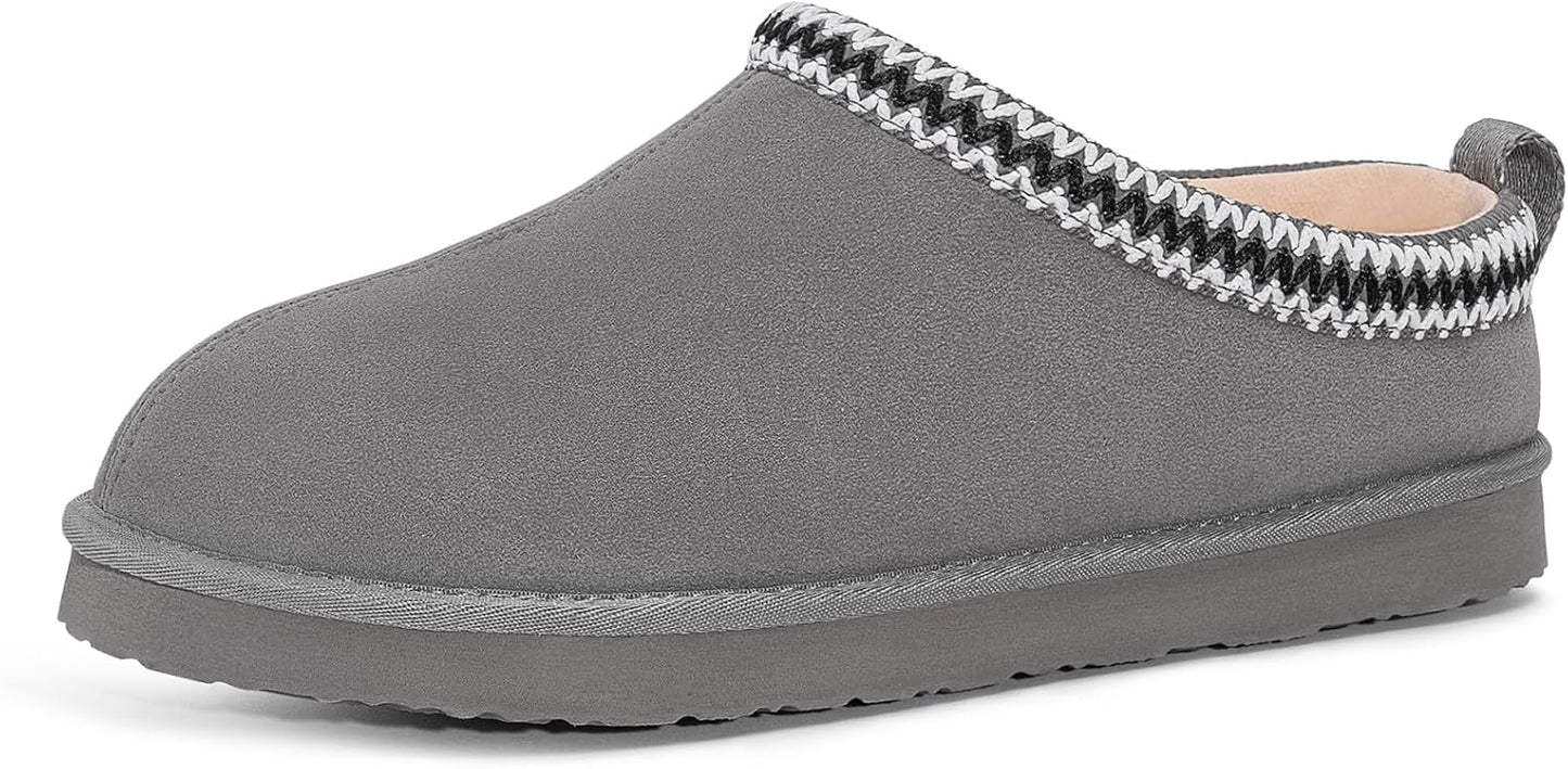 FITORY Mens Winter Genuine Leather Slippers with Memory Foam