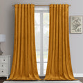 Mustard Yellow Velvet Curtains 52 x 96 in - Room Darkening Thermal