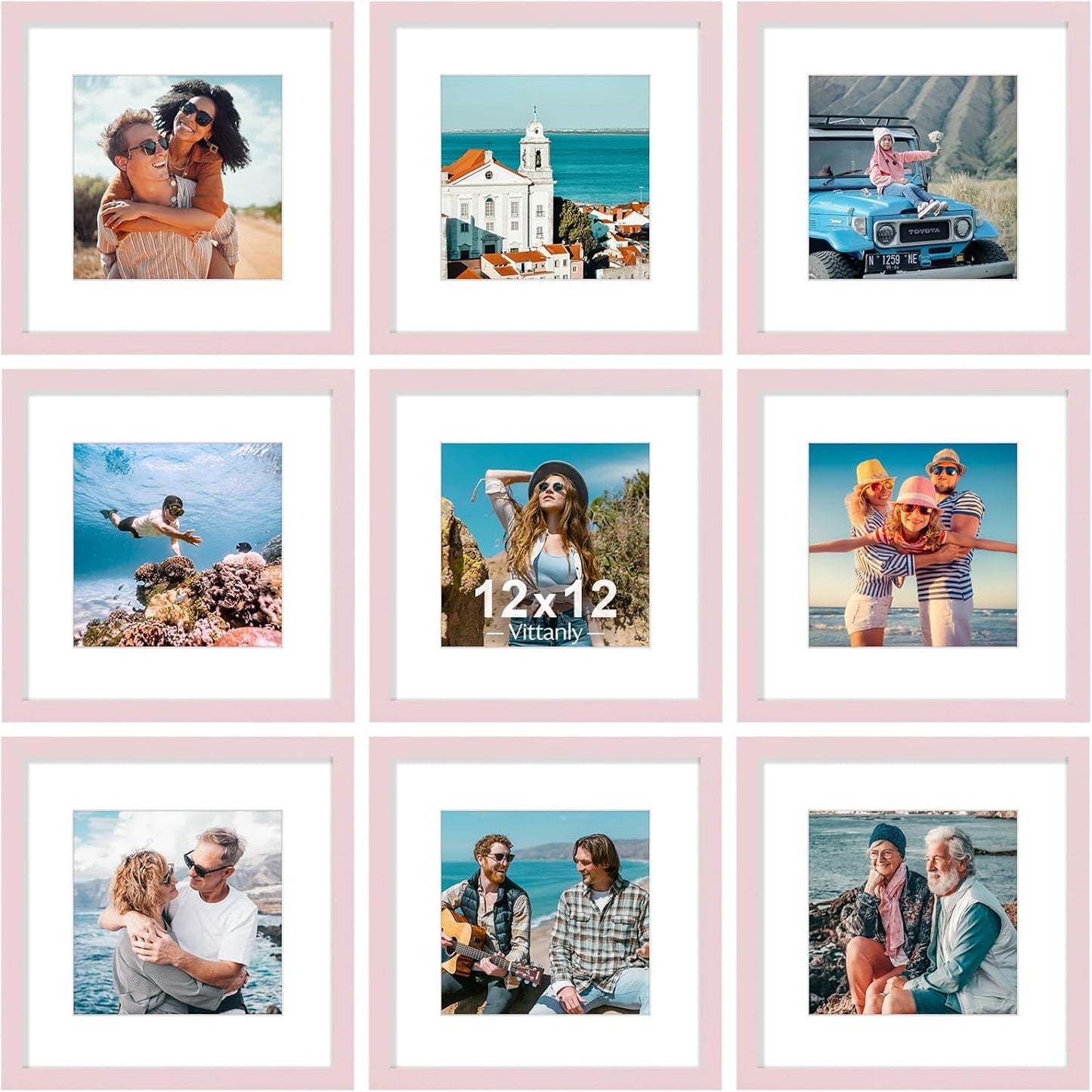 Vittanly 12x12 Picture Frame Set of 9 for Home Decor