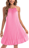 Spaghetti Strap Pleated Chiffon Summer Dress for Women - Flowy Fit