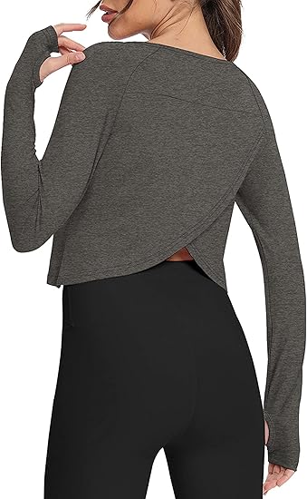 Bestisun Long Sleeve Cropped Tops for Women - Perfect for Yoga