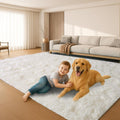 6x9 Rugs for Living Room Plush Fluffy Carpet - Non-Slip Cream White