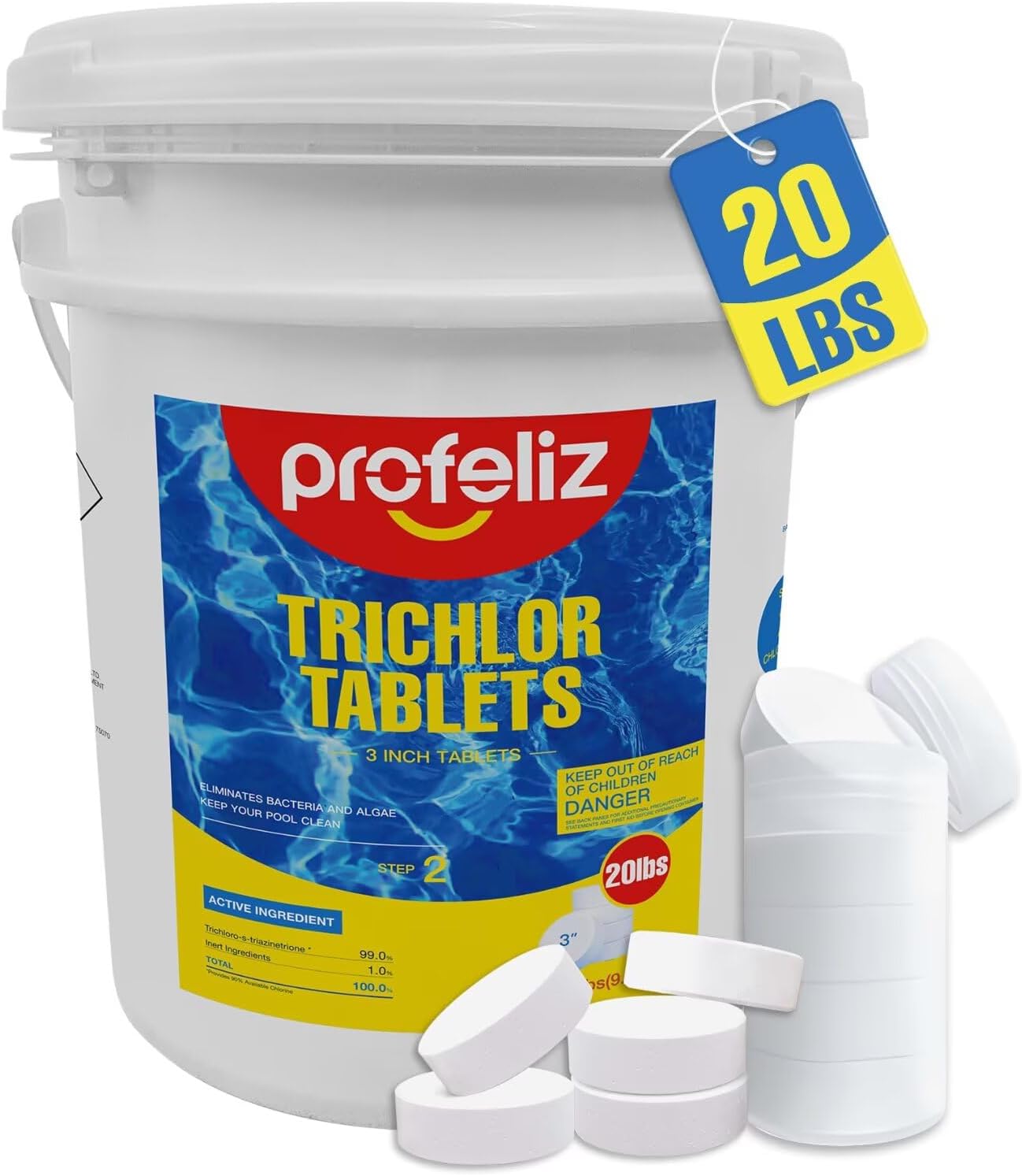 PROFELIZ Chlorine Tablets 3 Inch for Effective Pool Cleaning