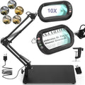 Hands-Free Magnifying Desk Lamp: 10X Real Glass Mag