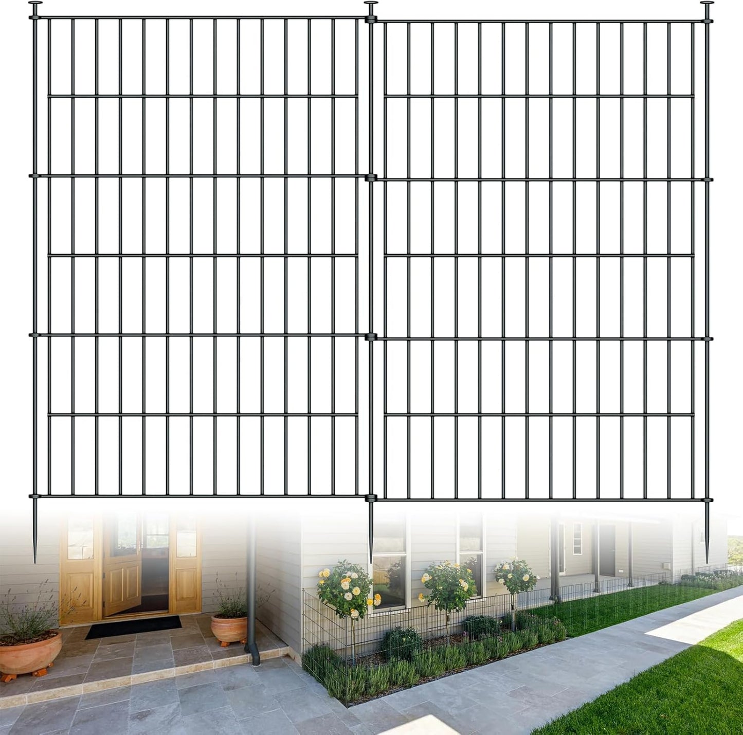 10 Panels Garden Fence for Dogs, Rustproof Metal Fencing