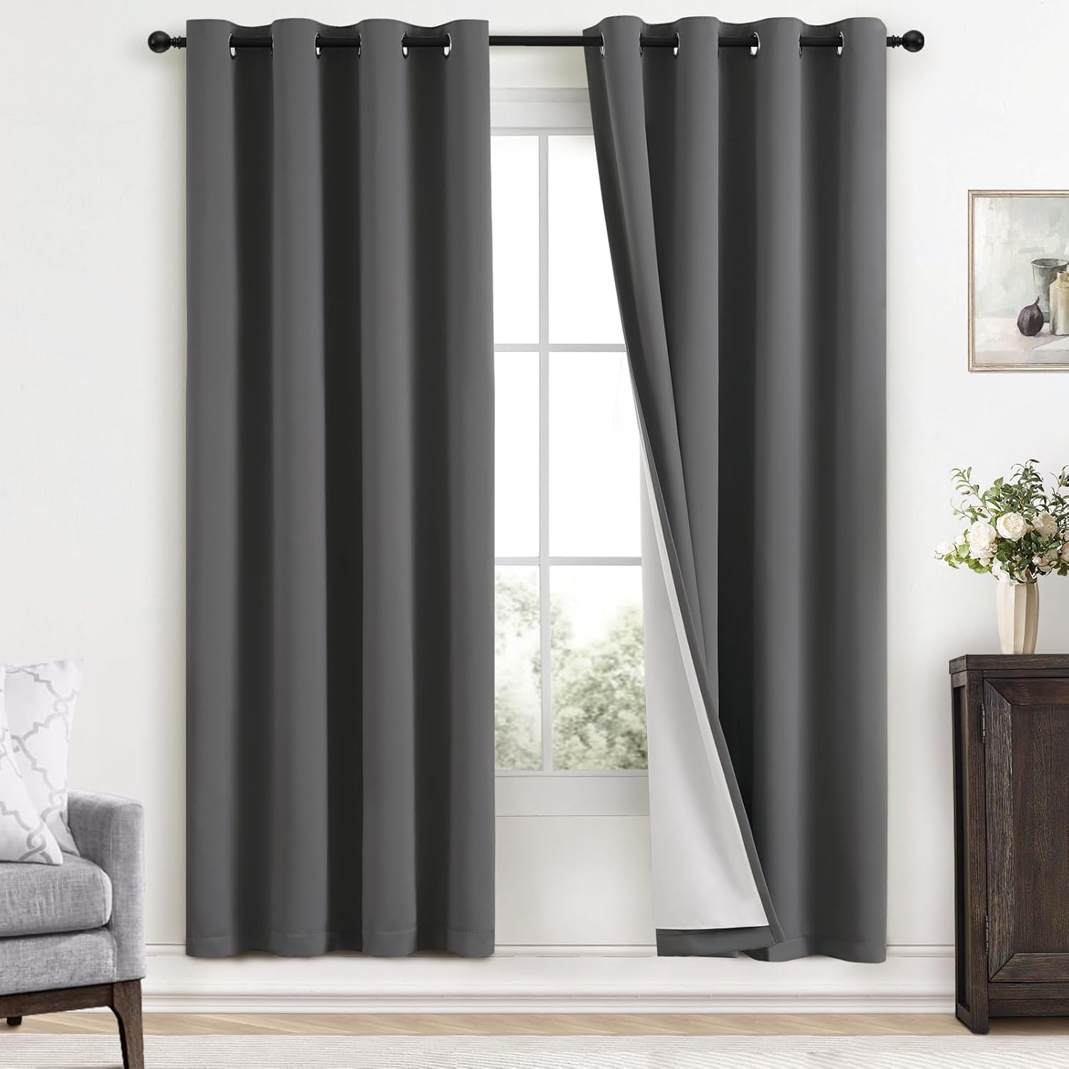 Yakamok Room Darkening Blackout Curtains for Bedroom Living Room