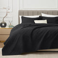 EXQ Home Quilt Set Full Queen Size Black 3 Piece - Lightweight Modern