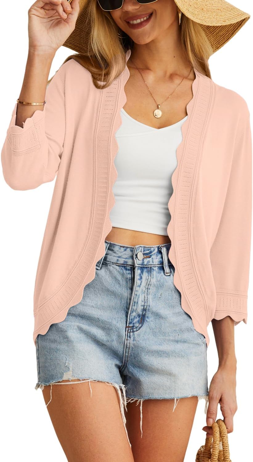 GRECERELLE Women's 3/4 Sleeve Summer Cardigan for Casual Style